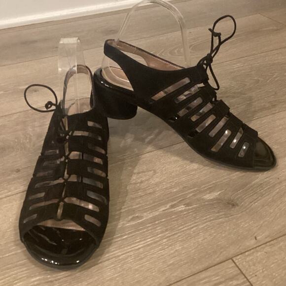 Beautifeel Womens Payton Heeled Sandal EU 39 US 8 8.5 Black Leather Boho Comfort - Picture 1 of 12